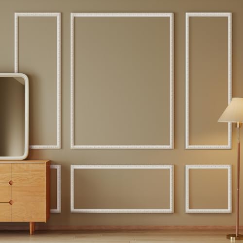 JBER Peel and Stick Wall Molding Kit, 6 Pre-Cut Wainscoting Panels, White - color: White-3 Pack-Bird, size: 78 x 24 in+78 x 48 in