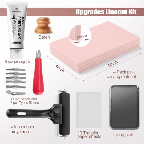 Bobblebro Linocut Kit for Printmaking, Stamp Making Kit with Carving Tools - color: black