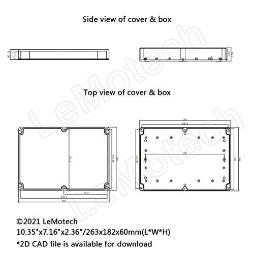LeMotech Electrical Box ABS Plastic Project Box IP65 Waterproof Junction Box Project Case Universal Enclosure for Electronics Black 10.3X 7.1x 2.3 inch (263x182x60mm)(Pack of 1 - color: Black (1 pack), size: 10.3" x 7.1" x 2.3"