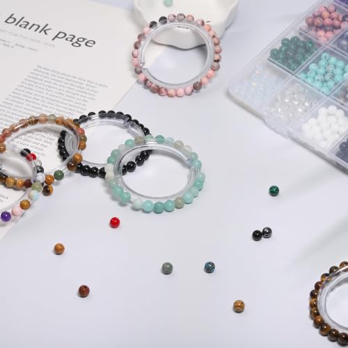 720pcs 6mm Natural Round Stone Beads Gemstone Crystal Loose Beads Smooth Bead for Bracelet Necklace Earring Jewelry Making Kit - color: multicolored, size: 6mm
