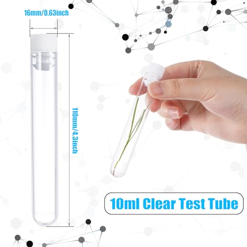 Flutesan 200 Pcs Clear Plastic Test Tubes, 16 x 100 mm(10 ml), White - color: White