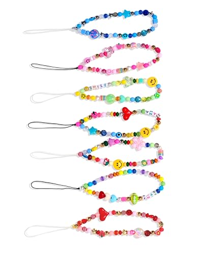 MINIMISSMIANYC 657PCS Phone Charm Kit for Girls,Acrylic Colorful Face Star Flower Letter Alphabet Pony Beads Necklace DIY Supplies Crafts Accessoriess Bracelet Jewerly Making Kit for Kids Boys Women - color: Phone Charm Kit