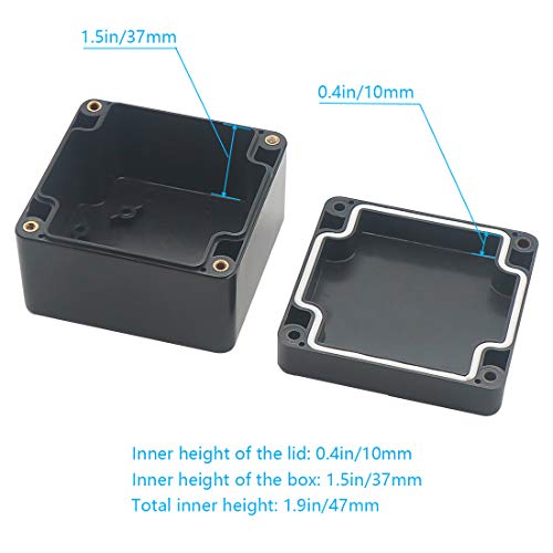Junction Box, Zulkit Project Box IP65 Waterproof Outdoor Box ABS Plastic Electrical Boxes Electronic Enclosure Black 3.27 x 3.19 x 2.20 inch (83 x 81 x 56mm)(Pack of 1) - size: 3.27'' x 3.19'' x 2.20''(Pack of 1)