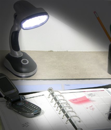 IdeaWorks Jobar International (Set/2) LED Desk Lamps with Pivoting Heads and Handled Necks, Large, Red Blue - color: Red/Blue