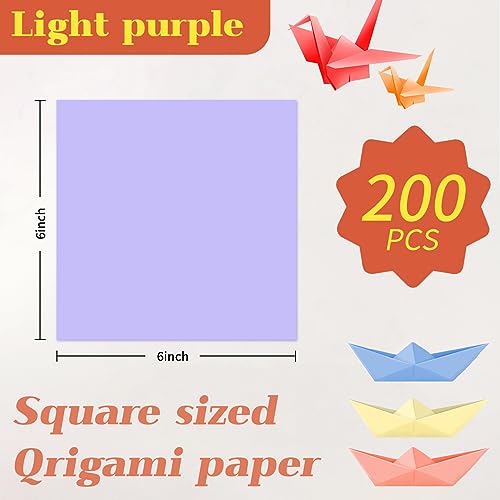Origami Paper Double Sided Color 200 Sheets,6x6 inch Purple,Origami Paper Kit for Kids,Colored Paper Kit Gifts for Beginners - color: 6x6 Purple