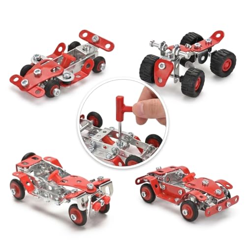 Ferthor Fun Racing Car STEM Toy Sets for Boys Ages 8-12, Metal Building Kit,STEM Building Toys for Boys Age 8-12,Roadster Red Vehicle Car Model for Kids 8 9 10 11 12-16 Years Old(265PCS)