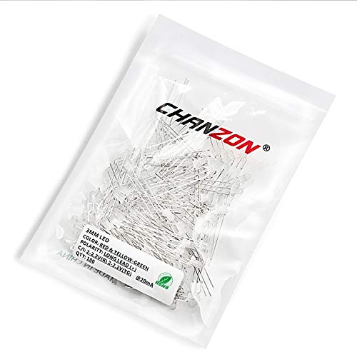 CHANZON 100 pcs 3mm Red & Yellow-Green Diffused LED Lights Common Anode - color: C) Red & Yellow-green (Ca) (100pcs)