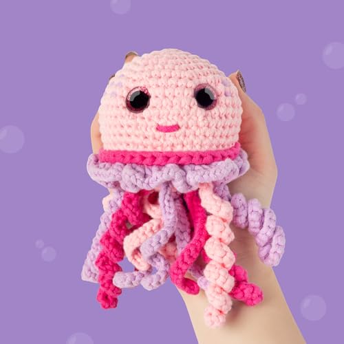 Cookie Box Crochet Kit for Beginners, Jellyfish Jenny - color: Pink and Purple