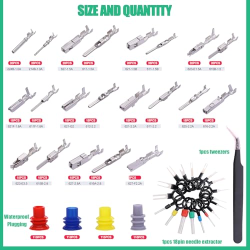 Twidec/800Pcs 21Type Car Pins Connector Kit Wire Pin with Crimping Pliers - color: 800PCS + Crimper Tool