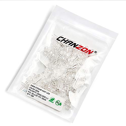 CHANZON 100 pcs 5mm Pink Straw Hat LED Diode Lights (DC 3V 20mA) - color: I) Pink (100pcs)