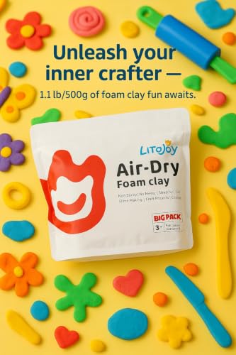 Yellow Air Dry Foam Clay 1.1lbs/500g, Soft & Easy to Mold - color: Yellow