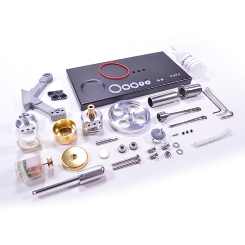 Stirling Engine Model Kit, DIY Assembly Metal Cylinder Stirling Engine Kit Generator Heat Sterling Engines Building Set with 4 LED Lights/Base, Christmas Birthday Gift - style: Type 1