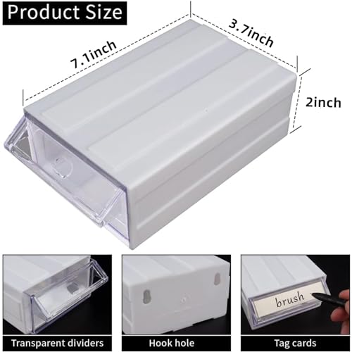 15 Pcs Plastic stackable storage drawers,Small parts storage organizer, Drawers Storage Closet&45 Pcs Clear Dividers&45 Tag Cards,Multifunctional Rack For Small Items (15-White) - color: White