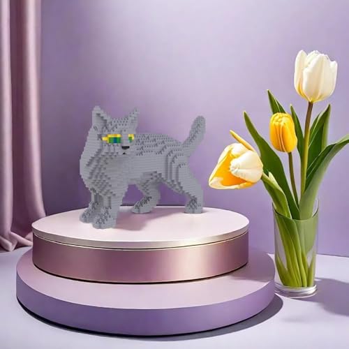 Larcele 1131 Pcs Blue Cat Pet Micro Building Blocks Toy for Kids 8+ KLJM-05 - style: Blue Cat
