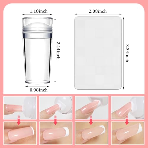 Clear Silicone Nail Stamper Kit with Scraper – Transparent Nail Art Tool for DIY French Manicure and Stamping Designs
