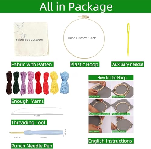 Punch Needle Kit for Beginners – Horse Design Punch Stitching Kit for Adults, DIY Needle Punch Kits for Art Crafts, Ideal for Festival Decorations & Gifts - color: 18-Horse