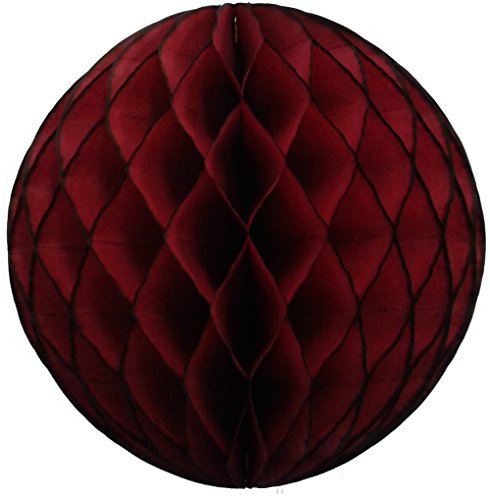 Maroon Honeycomb Balls, Set of 3 (12 inch, 8 inch, 5 inch) - color: Burgundy/Maroon