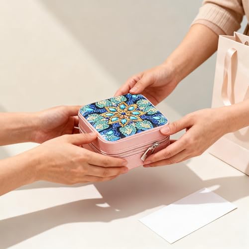 4 PC Diamond Art Jewelry Boxes for Adults Craft Bedazzling Kit Women - color: Blue&Blue