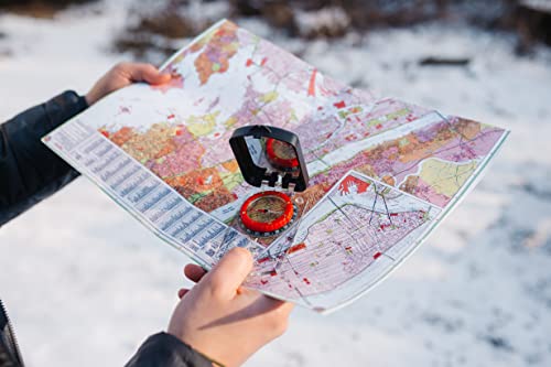 Boy Scout Sighting Compass - Adjustable Declination Mirror, Compass Base Plate, Orienteering & Hiking Navigation - Military Grade, Backpacking & Camping Tool