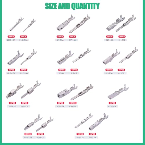 Twidec/290Pcs 21Type Pins Connector Kit Car Electrical Terminal Wire Pin - color: 290PCS
