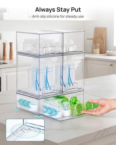 Vtopmart Clear Stackable Storage Drawers Set of 9, Plastic Organizer Bins - style: 6 Small+2 High+1 Wide