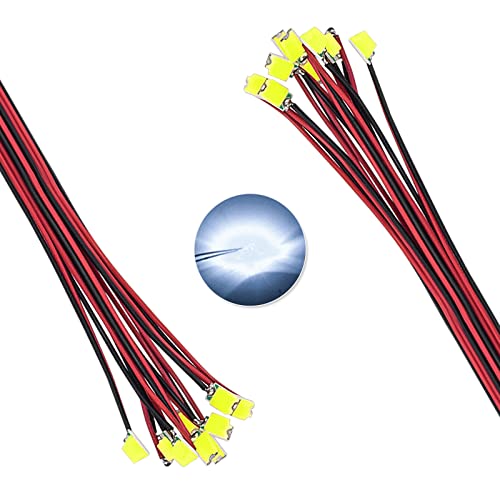 DiCUNO 20pcs Pre-Wired SMD 0805 Light Emitting Diodes, 6.3" Wire, White - color: White