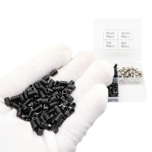 160Pcs 2020 Aluminum Extrusion M5 T Slot Nuts and Bolts Screws 20 Series Extruded Hardware Drop in T Nut and Set Screw for 20/20 80 20 2040 T V Slot Black Aluminum Profile Accessories - style: 20 Series Type D