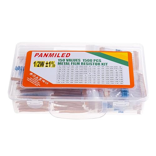 150 Values 1500 Pieces Metal Film Resistor Kit 1 ohm-10M ohm 1/2W 1% - style: 1/2W 1% 1500PCS