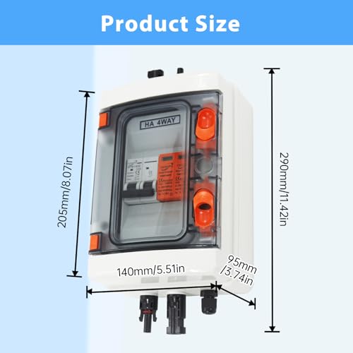 Solar Disconnect Switch, PV Combiner Box 1 String 1000V 40A Surge Protector - size: 1 String 1in1out