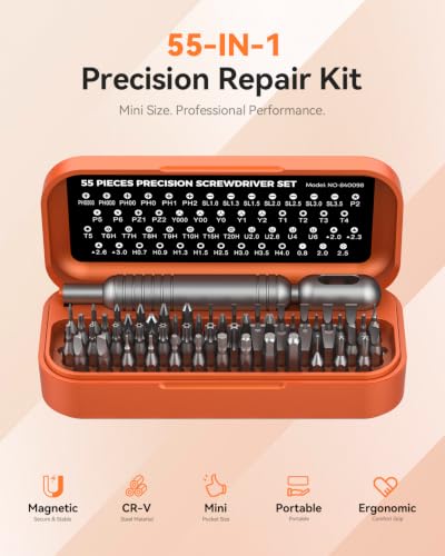 LIFEGOO 55-in-1 Precision Screwdriver Set Mini Magnetic Repair Tool Kit - color: Orange, size: 55 in 1