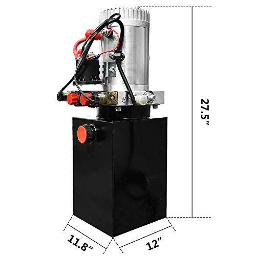 DC HOUSE Hydraulic Pump 12V Dump Trailer Pump 8 Quart Hydraulic Power Units Electric Hydraulic Pump for Dump Trailer and DIY Hydraulic Systems(8 Quart Double Acting) - size: 8 Quart Double