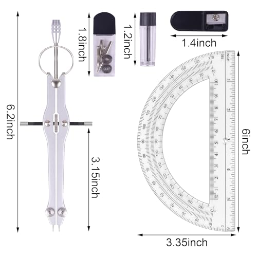 Unjoo Compass and Protractor Set, Math Compass for Geometry (Yellow) - color: Yellow