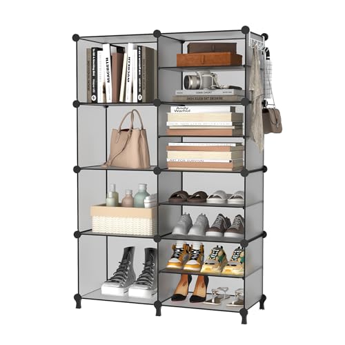 AWTATOS Closet Organizer 8 Cube Storage Shelves, Grey - color: Grey