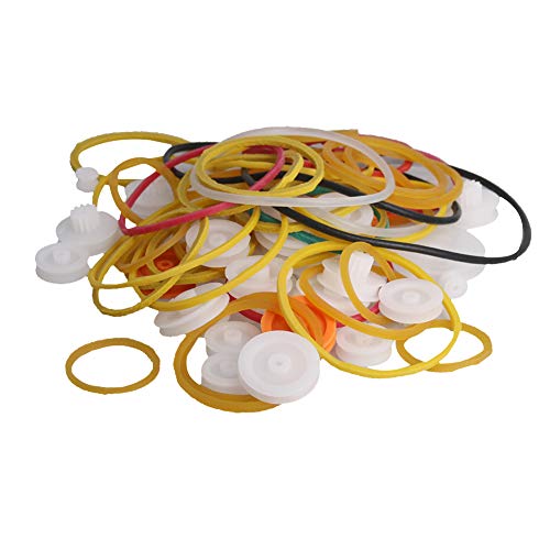 Fielect 84 Type Plastic Gears Set Plastic Belt Pulley Gears Combination for DC Motor DIY Model Toys - color: Plastic Belt Pulley Gears Combination