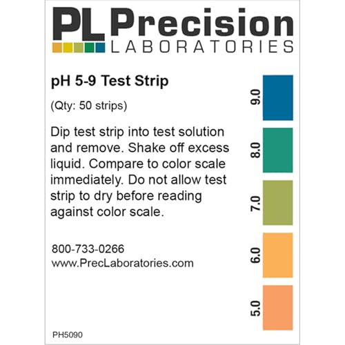 Eisco Labs - pH 5-9 Test Strips for Weak Solutions - Quick, Accurate Narrow Range pH Testing Kit for Rainwater, Gardening, and Spa Use, Easy 1-2 Second Dip