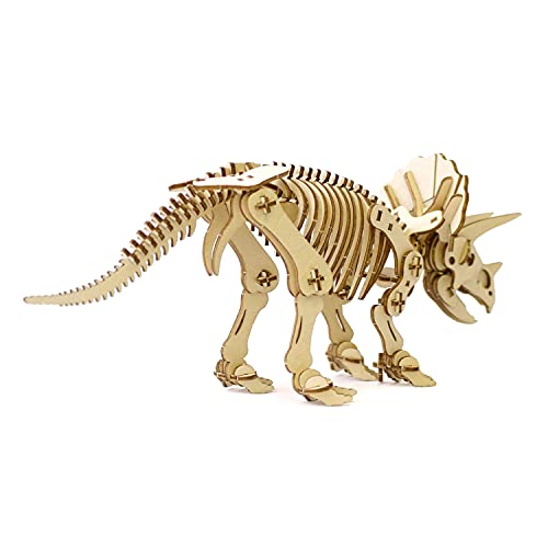 Triceratops Wooden Dinosaur 3D Puzzle - Fun DIY Wood Craft Kits - Ideal Gift for Birthdays and Party Favors - style: Triceratops