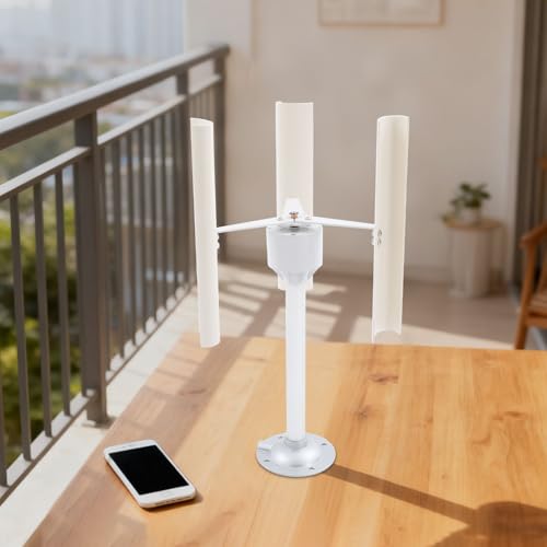 DIY Vertical Axis Wind Turbine Model – 3-Blade Generator with 3-Phase Permanent Magnet Motor, Science Experiment Kit for Education & Renewable Energy Projects, 1-40W Output