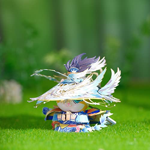 MU 3D Metal Puzzles Chinese Kung Fu Master Shifu Cat Brother Figures Kitty Model, Metal Models Kits Miniature Building for Adult to Build, Hobby Birthday New Year Gifts Collectibles Desk Decor - style: The Gallant Knight-blue