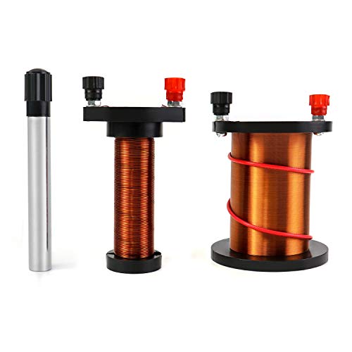 QWORK Demonstration Induction Coil with Primary Coil, Secondary Coil and Cylindrical Magnet for Physics Teaching