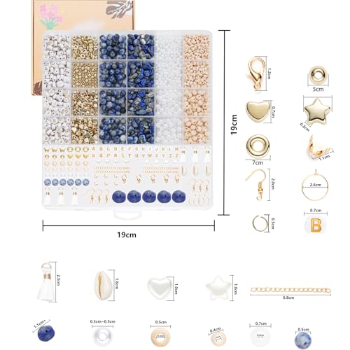 Xylise Jewelry Making Supplies Kit Natural Stone Beads for Irregular Natural Stone with for DIY Craft Bracelet Necklace Earrings for Adults(Blue dot Color) - color: blue dot color