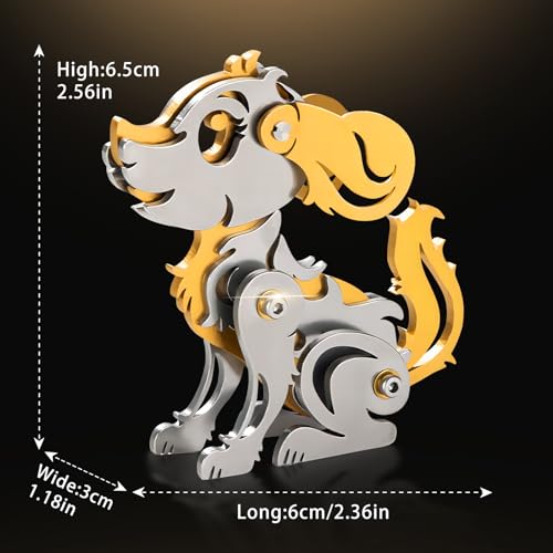 3D Metal Puzzles for Adults, Metal Model Kits for Adults, Gold Dog Mechanical 3D Puzzle Stainless Steel for Men Women Home Decor Art Craft Gifts Toys(Zodiac Sign). - color: B7