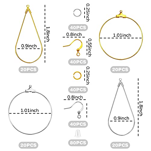 Earring Making Kit with 740 PCS Beading Hoop Earring Finding Component Accessories Hooks Jump Rings Loop Earring Backs Beads and Charms for Jewelry Making(740)