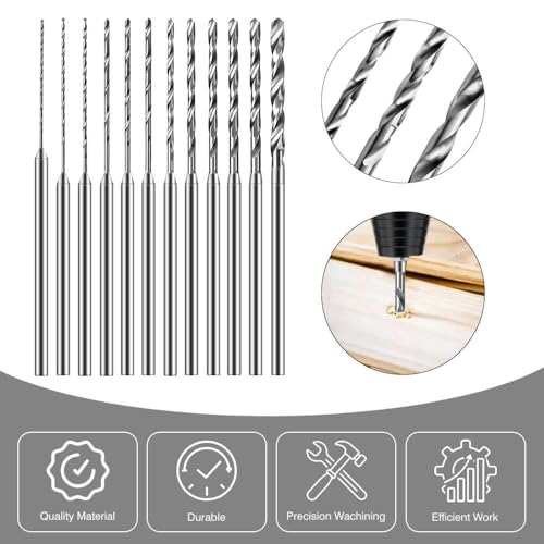 Hanboost 12Pcs Rotary Tool Drill Bits Set, 2.35mm Shank Precision Twist Drilling Accessories for Dremel Drilling Sanding Stone, Jewelry, Tile, Glass Pack, Ideal for DIY Fixers & Crafts.