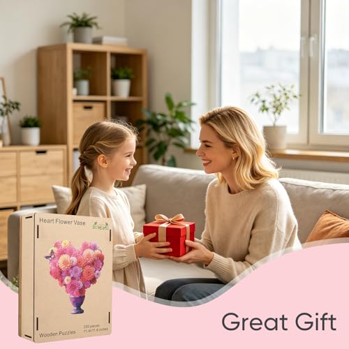 Bovearto Wooden Puzzles for Adults 500 Pieces, Wall Decor - color: Heart Flower Vase, size: 500pcs