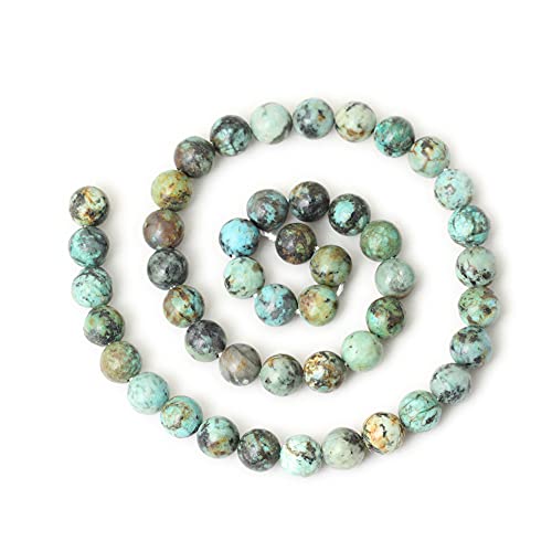 45PCS 8mm Natural African Turquoise Stone Gemstone Round Loose Beads for Jewelry Making DIY Bracelet Necklace Materials 1 Strand 15" - color: African Turquoise Stone, size: 8mm