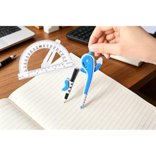 Unjoo Compass and Protractor Set, 6 Inch Protractor with Swing Arm (Purple) - color: Purple