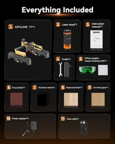 Artilume T1-P Foldable Laser Engraver 7000mW Laser Engraving Machine - color: Gold-7W with Riser Kit