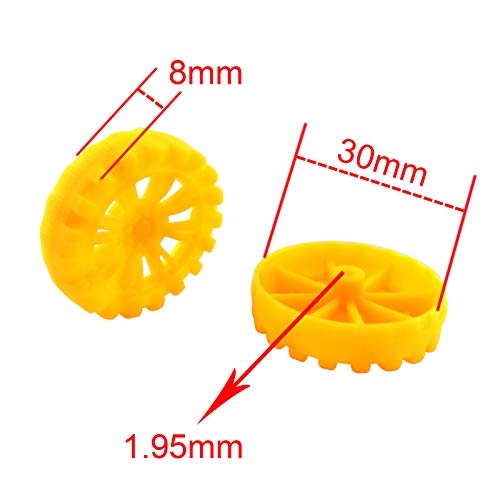 EUDAX 30mmx8mm Plastic Roll 2mm Dia Shaft Toys Wheel and 2mmx100mm STEM Shaft Round Rod Axles for DIY Toy RC Car Truck Boat Helicopter Model Part (Yellow, 100pcs) - color: Yellow, size: 100pcs