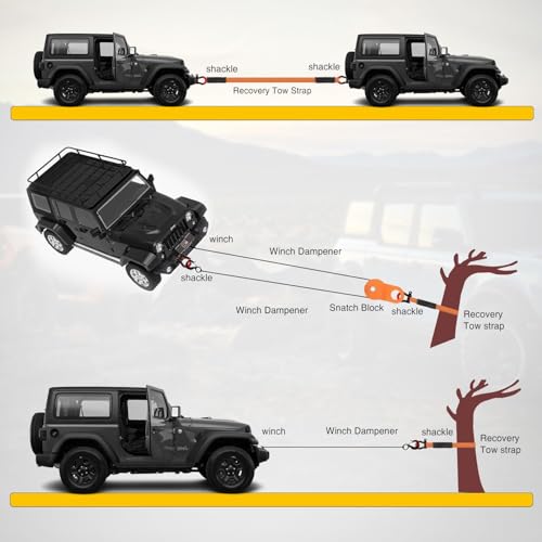 Nilight 3" x20' Tow Strap Kit 2" Receiver 3/4" Anti-Theft D-Ring Shackles - color: 20ft Tow Strap +D-Ring Shackle +Hitch