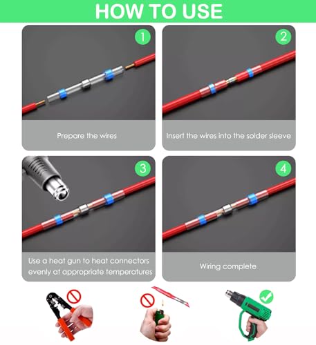 400pcs Solder connectors with Heat Shrink Waterproof Electrical Docking Joints for Sealing Wire Connections. DIY Electrical Connection Wiring and solderless Terminal Wire Connection